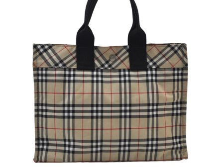 Authentic BURBERRY Vintage BLUE LABEL Check Hand Tote Bag Nylon Beige 4809I Discount