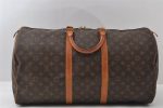 Authentic Louis Vuitton Monogram Keepall 55 Travel Boston Bag M41424 LV 6213I For Sale