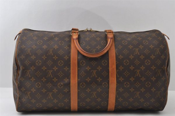 Authentic Louis Vuitton Monogram Keepall 55 Travel Boston Bag M41424 LV 6213I For Sale