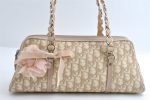 Authentic Christian Dior Trotter Romantic Hand Bag PVC Suede Leather Beige 6240I Discount