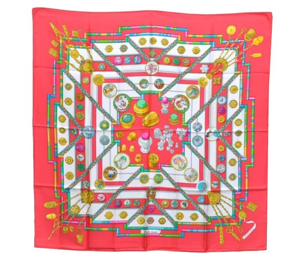 Authentic HERMES Carre 90 Scarf  Petite main  Silk Red K5768 Online now