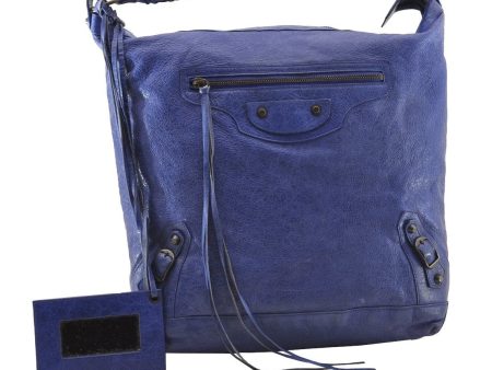 Authentic BALENCIAGA Classic The Day Shoulder Hand Bag Leather 140442 Blue 4577I Discount