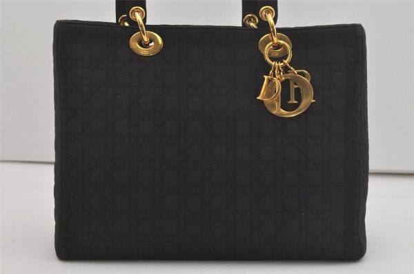 Authentic Christian Dior Lady Dior Cannage Nylon Hand Bag Black CD Junk 6231I Online Hot Sale