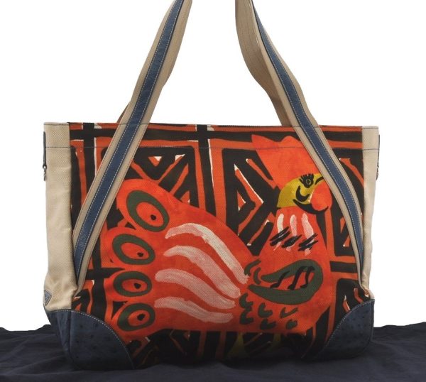 Authentic PRADA Vintage Canvas Leather 2Way Shoulder Tote Bag Orange 6645I Fashion