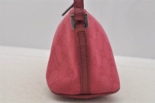 Authentic GUCCI Vintage Hand Bag Pouch Purse GG Canvas Leather 07198 Pink 6605I Online now