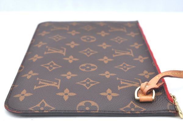 Authentic Louis Vuitton Monogram Neverfull Pouch Purse Clutch Bag Red LV K5865 Hot on Sale