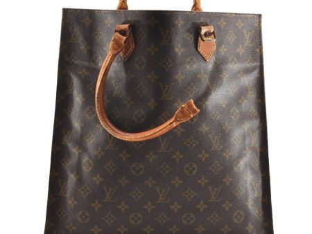 Authentic Louis Vuitton Monogram Sac Plat Hand Tote Bag Old Model LV Junk 6115I For Discount