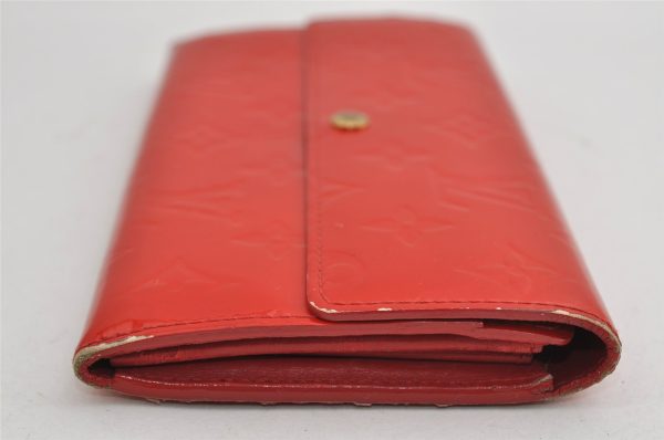 Auth Louis Vuitton Vernis Pochette Porte Monnaie Credit Wallet M91281 Red 2878I Hot on Sale