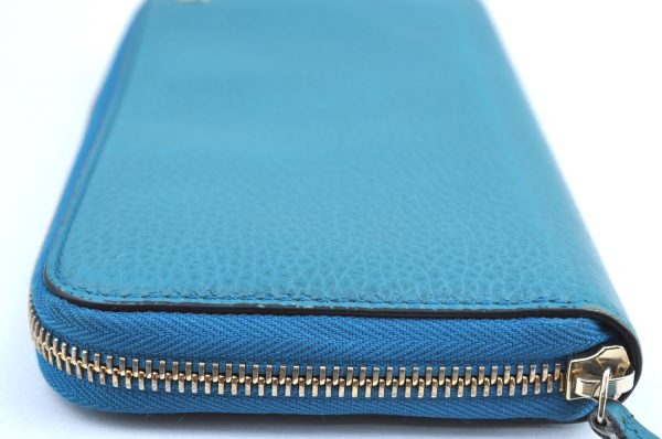 Authentic GUCCI Vintage Long Wallet Purse Leather 449347 Blue K5525 Online Hot Sale