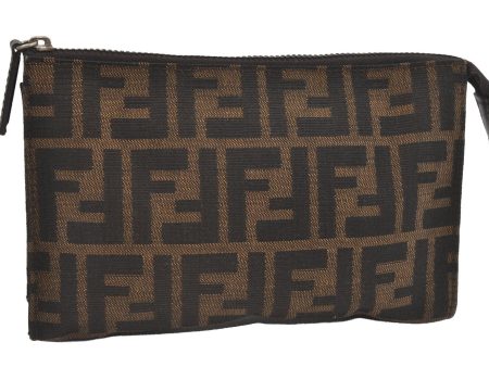 Authentic FENDI Vintage Zucca Pouch Purse Canvas Leather Brown Junk 5590I Cheap