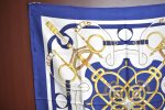 Authentic HERMES Carre 90 Scarf  Eperon d or  Silk Blue K5812 Online now