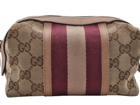 Authentic GUCCI Sherry Line Pouch Purse GG Canvas Leather 256636 Brown 4269I Hot on Sale