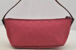 Authentic GUCCI Vintage Hand Bag Pouch Purse GG Canvas Leather 07198 Pink 6605I Online now