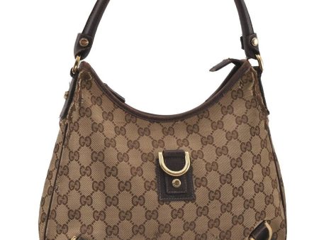 Authentic GUCCI Abbey Shoulder Hand Bag GG Canvas Leather 130738 Brown 4741I on Sale