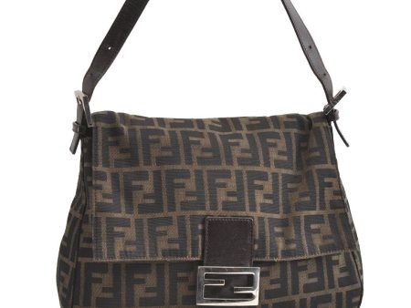 Authentic FENDI Zucca Mamma Baguette Shoulder Bag Canvas Leather Brown 6239I For Cheap