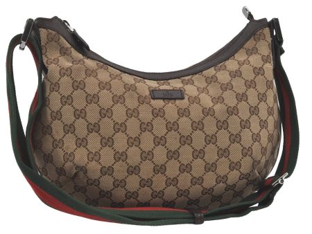 Auth GUCCI Web Sherry Line Shoulder Bag GG Canvas Leather 181092 Brown 4803I Discount