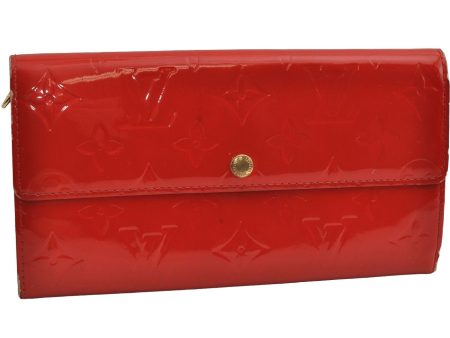 Auth Louis Vuitton Vernis Pochette Porte Monnaie Credit Wallet M91281 Red 2878I Hot on Sale