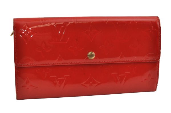 Auth Louis Vuitton Vernis Pochette Porte Monnaie Credit Wallet M91281 Red 2878I Hot on Sale