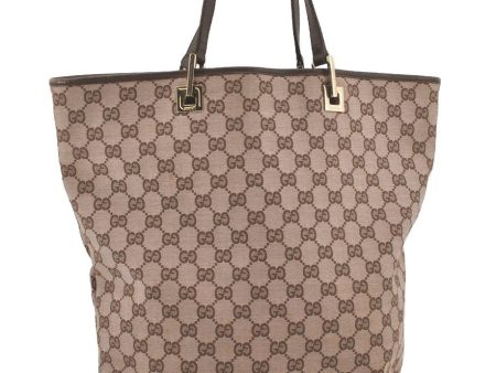 Authentic GUCCI Vintage Shoulder Tote Bag GG Canvas Leather 0021098 Brown 4581I For Cheap