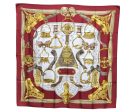 Authentic HERMES Carre 90 Scarf  ETRIERS  Silk Bordeaux Red K5742 Online Sale