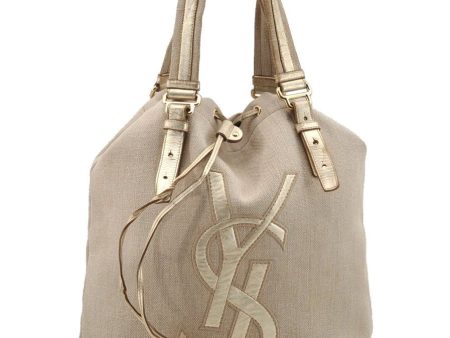 Auth YVES SAINT LAURENT Rive Gauche KAHALA Tote Bag Canvas 121631 Beige 6533I Fashion