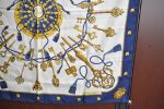 Authentic HERMES Carre 90 Scarf  LES CLES  Silk Blue K5765 For Cheap