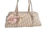 Authentic Christian Dior Trotter Romantic Hand Bag PVC Suede Leather Beige 6240I Discount