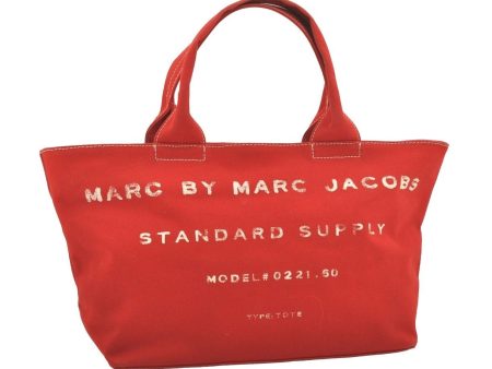 Authentic MARC JACOBS Vintage Canvas Shoulder Hand Tote Bag M0001573 Red 4782I Sale