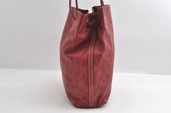 Authentic GUCCI Guccissima Shoulder Tote Bag GG Leather 257275 Red 6201I Supply