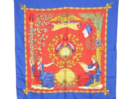 Authentic HERMES Carre 90 Scarf  1789 LIBERTE EGALITE  Silk Blue 4838I Online now