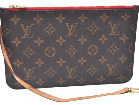 Authentic Louis Vuitton Monogram Neverfull Pouch Purse Clutch Bag Red LV K5865 Hot on Sale