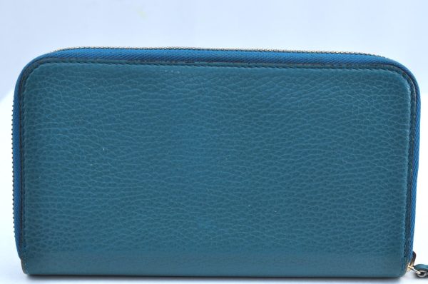 Authentic GUCCI Vintage Long Wallet Purse Leather 449347 Blue K5525 Online Hot Sale