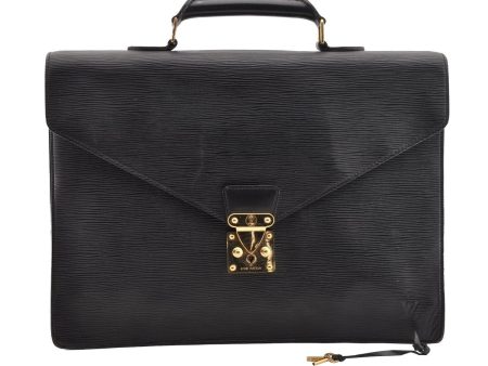 Authentic Louis Vuitton Epi Serviette Ambassadeur Briefcase M54412 Black 4790I Online Sale