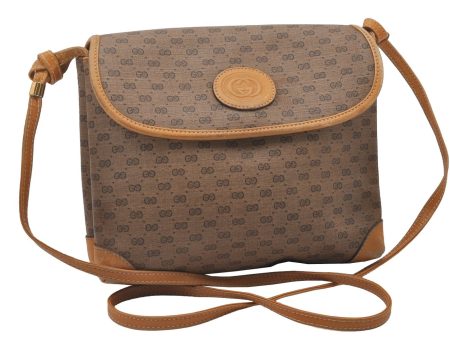 Authentic GUCCI Micro GG PVC Leather Shoulder Cross Body Bag Purse Brown 4738I Online Sale