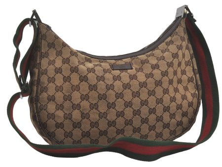 Auth GUCCI Web Sherry Line Shoulder Bag GG Canvas Leather 122790 Brown 4732I Online Hot Sale