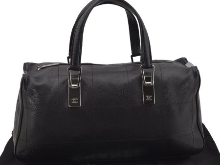 Authentic CHANEL Caviar Skin Chocolate Bar Hand Tote Bag Black 3577I Online Sale