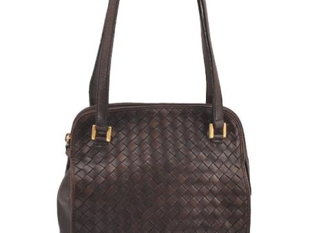 Authentic BOTTEGA VENETA Intrecciato Leather Shoulder Tote Bag Brown 0072I Sale