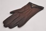 Authentic PRADA Vintage Leather Nappa Glove Size 7 Brown Box 1402I For Cheap