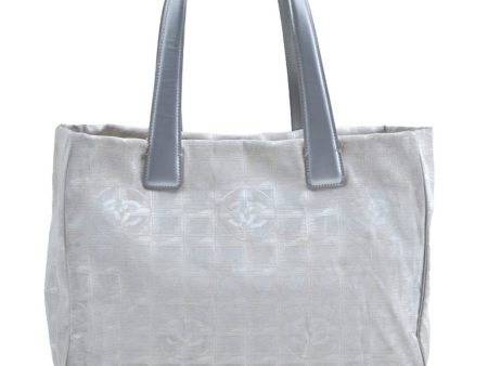 Authentic CHANEL New Travel Line Shoulder Tote Bag Nylon Leather Silver K5859 Online Hot Sale