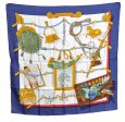 Authentic HERMES Carre 90 Scarf  Memoire d Hermes  Silk Blue K4347 Fashion