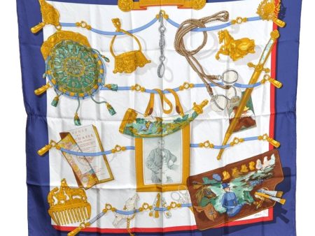 Authentic HERMES Carre 90 Scarf  Memoire d Hermes  Silk Blue K4347 Fashion