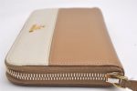 Authentic PRADA Saffiano Leather Round Zip Long Wallet Purse 1M0506 Brown 2365I Discount