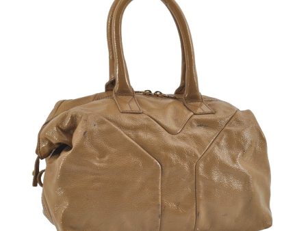 Authentic YVES SAINT LAURENT Easy Boston Hand Bag Enamel 208315 Beige 1088I For Sale