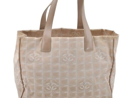 Authentic CHANEL New Travel Line Shoulder Tote Bag Nylon Leather Beige 3621I Cheap