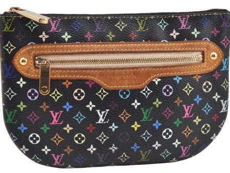 Auth Louis Vuitton Monogram Multicolor Pochette GM Pouch Black M60030 LV 2774I For Sale