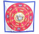 Auth HERMES Carre 90 Scarf  JEU DES OMNIBUS ET DAMES BLANCHES   Silk Blue K5616 Fashion