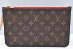 Authentic Louis Vuitton Monogram Neverfull Pouch Purse Clutch Bag Red LV K4383 Discount