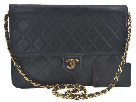 Auth CHANEL Lamb Skin Matelasse Chain Shoulder Bag Purse Black CC Junk 2415I For Discount