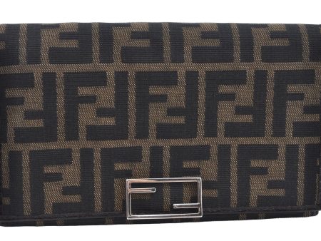 Authentic FENDI Zucca Wallet Canvas Leather Brown 4914H Supply