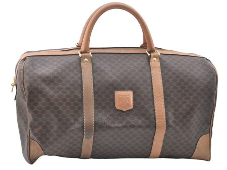 Authentic CELINE Macadam Blason Pattern Boston Bag PVC Leather Brown K4193 For Cheap